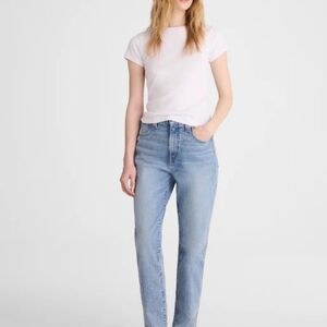 Madewell The Perfect Fit Distressed Light Blue Straight Leg Jeans